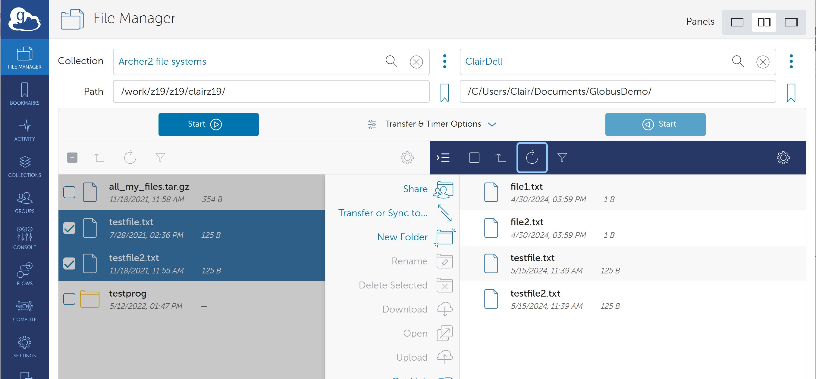 Interface once data transfer is complete