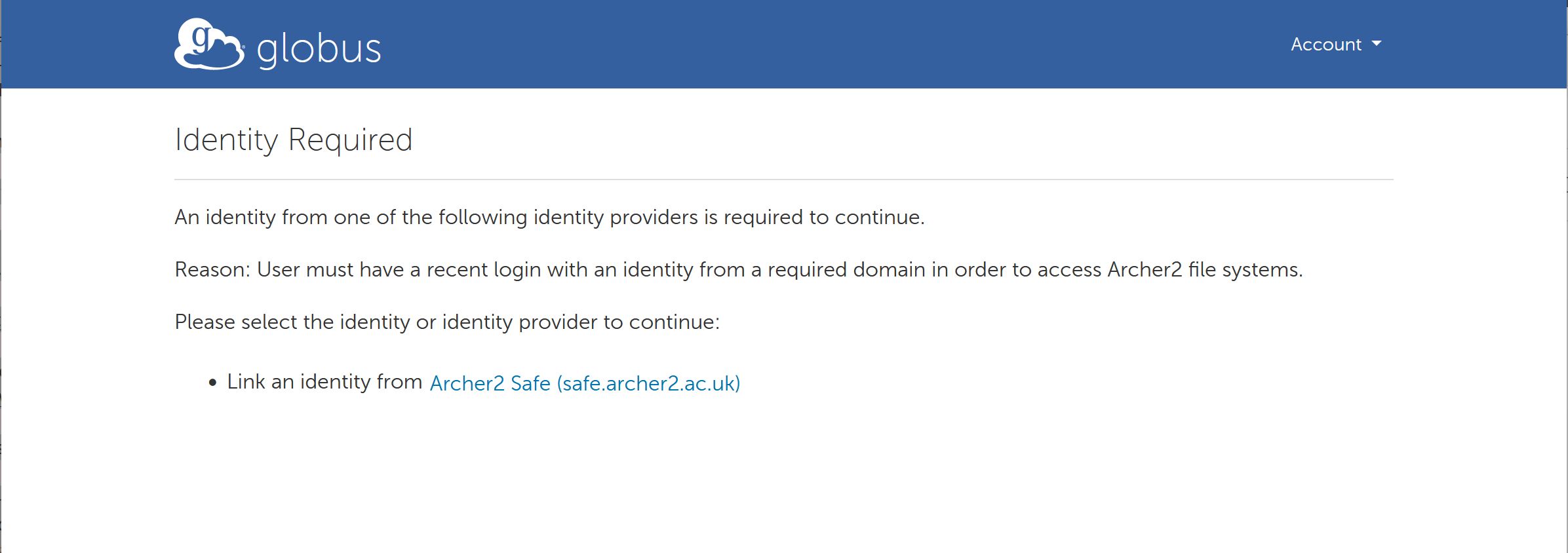 Interface required SAFE login