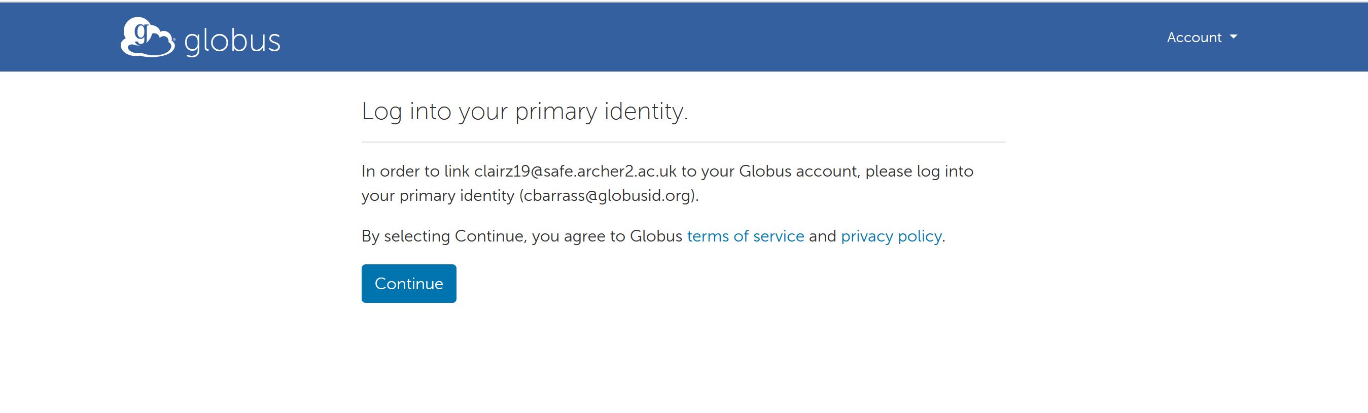 Return to Globus web app